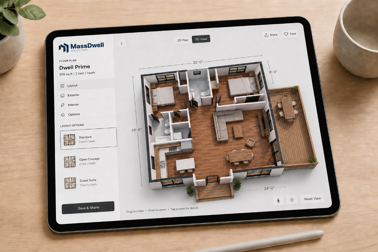 Designing an ADU in the Inhabit configurator on a tablet